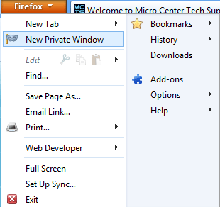 Firefox Button New Private Window